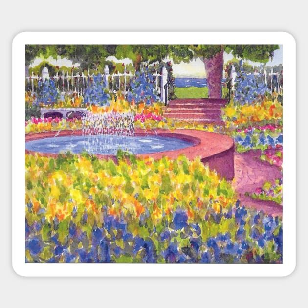 Prescott Park Gardens in Portsmouth NH Sticker by ROSEANN MESERVE 